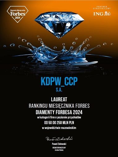 Clearing House KDPW_CCP Awarded Forbes Diamond 2024 - KDPW_CCP